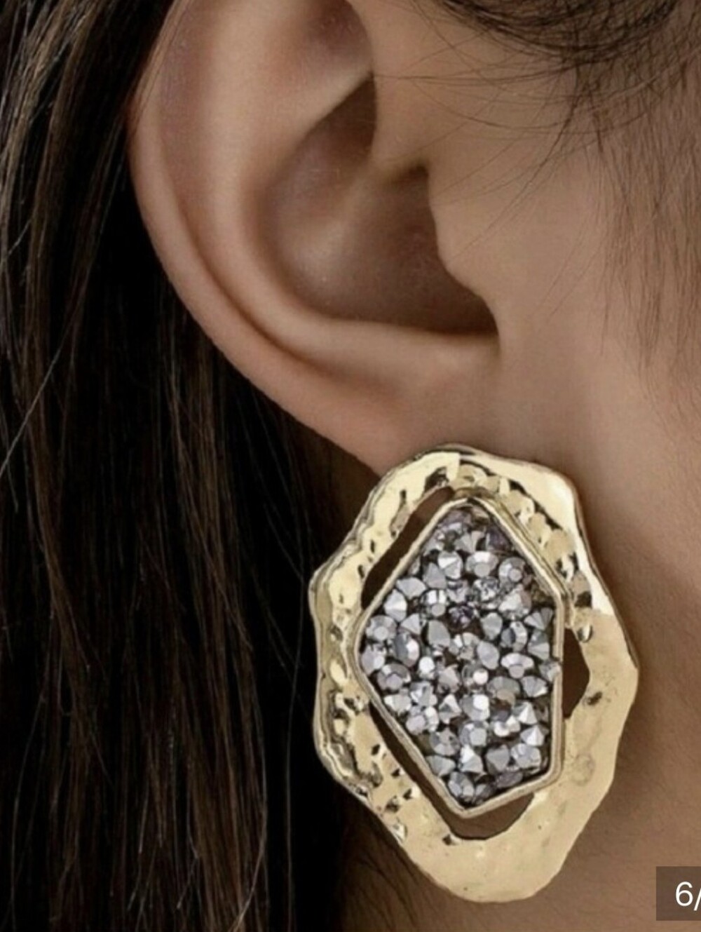 Alexis Bittar Gold-tone Hammered Frame Crystal Cluster Earrings NWOT!